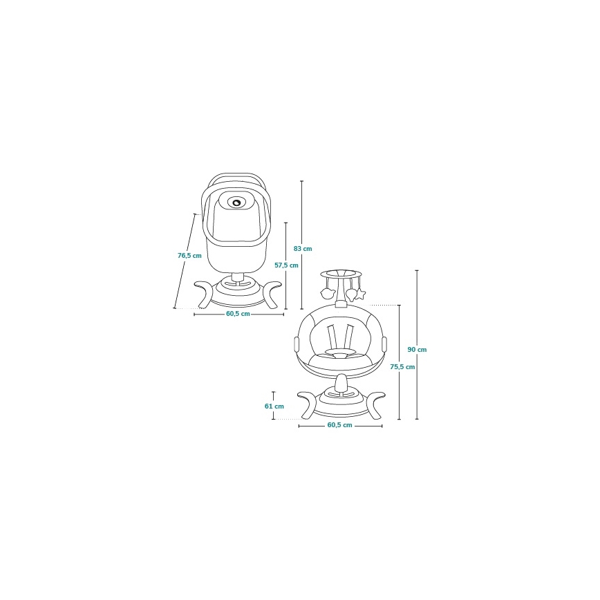 Lionelo - Ljuljaška za bebe sa melodijom 2u1 BELLA 4xAA Sivi beton + daljinski upravljač