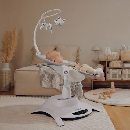 Lionelo - Dečija ljuljaška sa melodijom BELLA Grey Concrete + daljinski upravljač