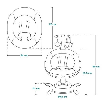 Lionelo - Dečija ljuljaška sa melodijom BELLA Grey Concrete + daljinski upravljač