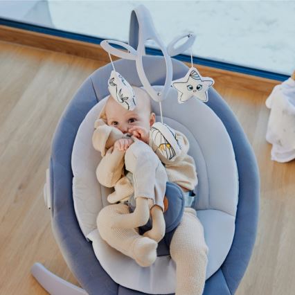 Lionelo - Dečija ljuljaška sa melodijom MELL Grey Stone 4xAA + daljinski upravljač