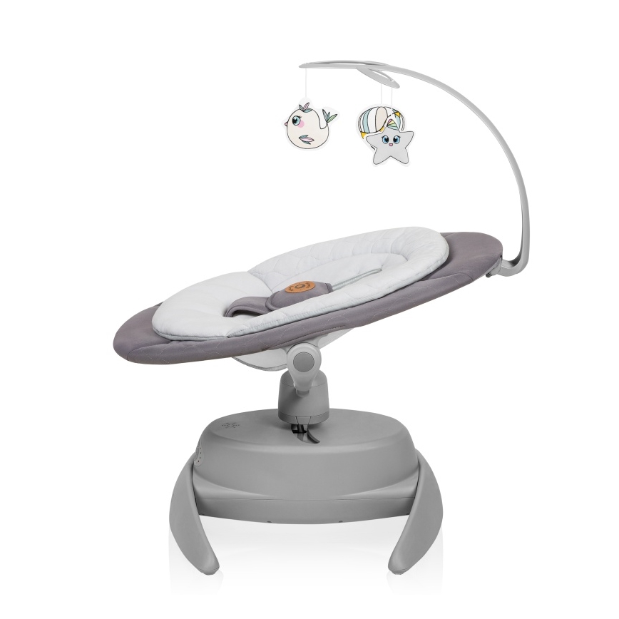 Lionelo - Dečija ljuljaška sa melodijom MELL Grey Stone 4xAA + daljinski upravljač