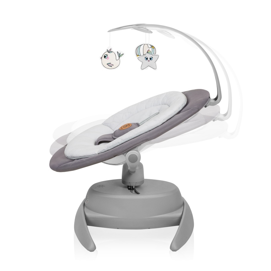 Lionelo - Dečija ljuljaška sa melodijom MELL Grey Stone 4xAA + daljinski upravljač