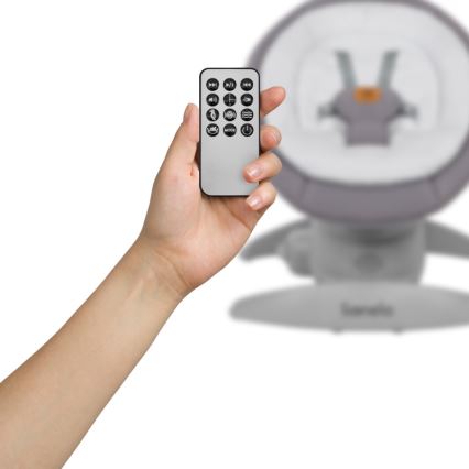 Lionelo - Dečija ljuljaška sa melodijom MELL Grey Stone 4xAA + daljinski upravljač