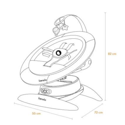 Lionelo - Dečija ljuljaška sa melodijom MELL Grey Stone 4xAA + daljinski upravljač