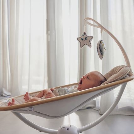 Lionelo - Dečija ljuljaška sa melodijom OLIVIA Beige Natural + daljinski upravljač