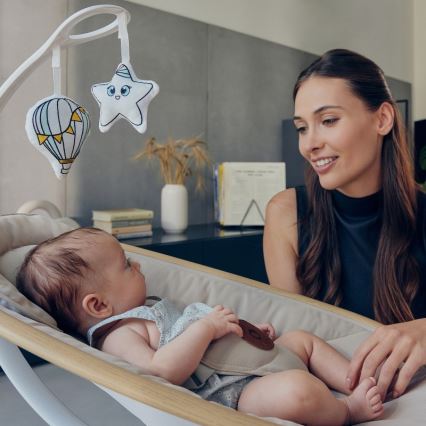 Lionelo - Dečija ljuljaška sa melodijom OLIVIA Beige Natural + daljinski upravljač