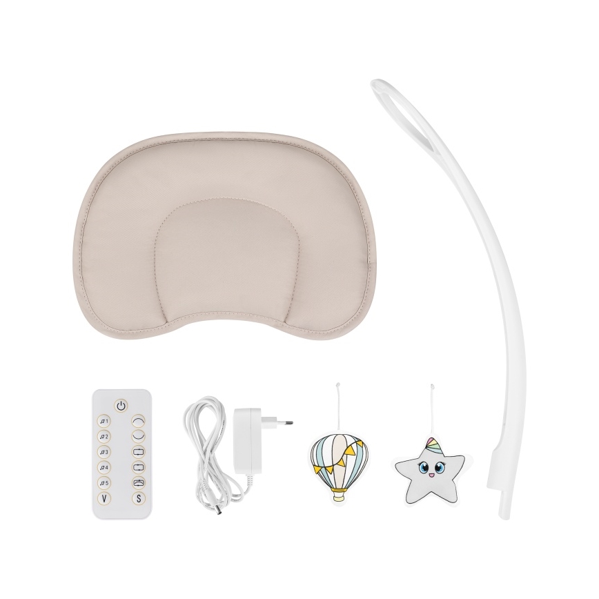 Lionelo - Dečija ljuljaška sa melodijom OLIVIA Beige Natural + daljinski upravljač