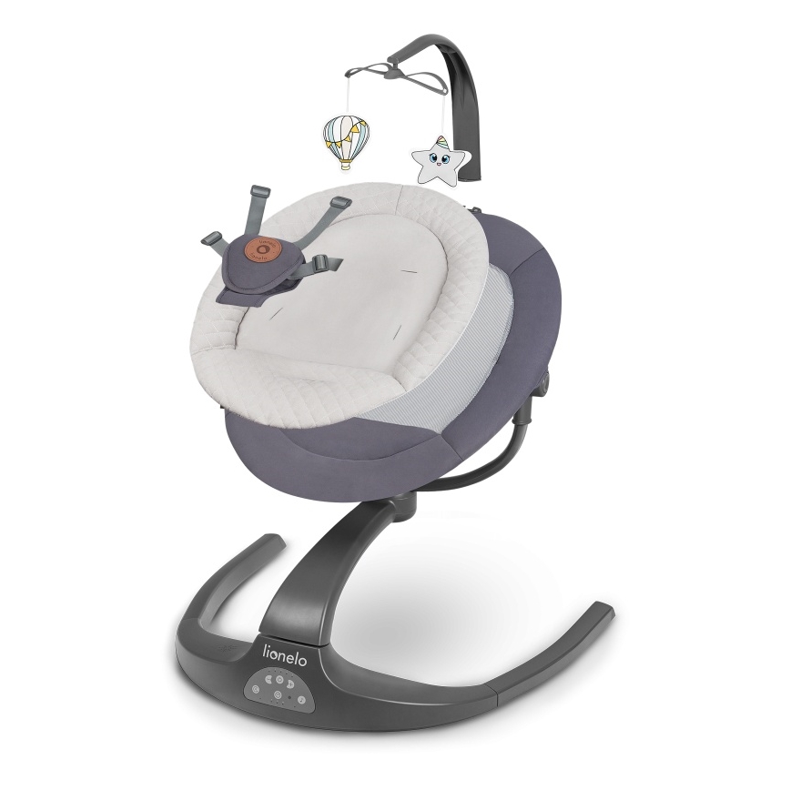 Lionelo - Dečija ljuljaška sa melodijom RINA 4xAA Sivi beton + daljinski upravljač