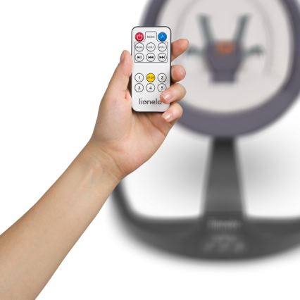 Lionelo - Dečija ljuljaška sa melodijom RINA 4xAA Sivi beton + daljinski upravljač