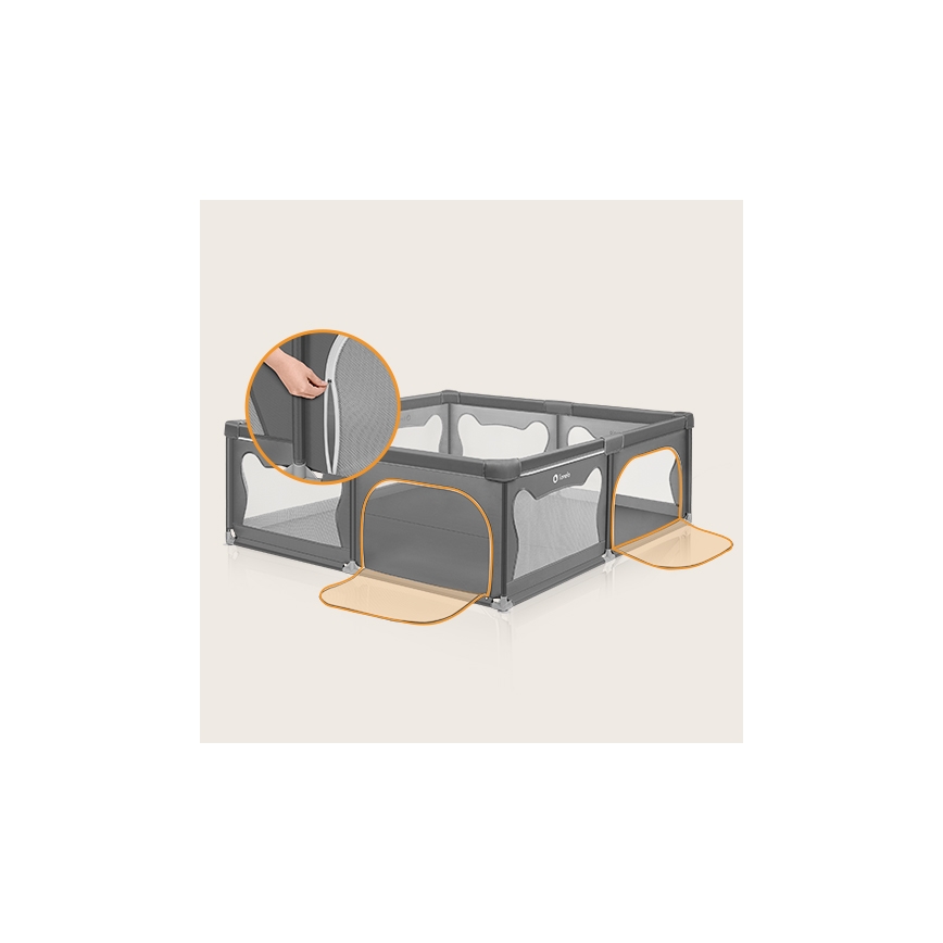 Lionelo - Dečija ogradica WILLOW XL siva