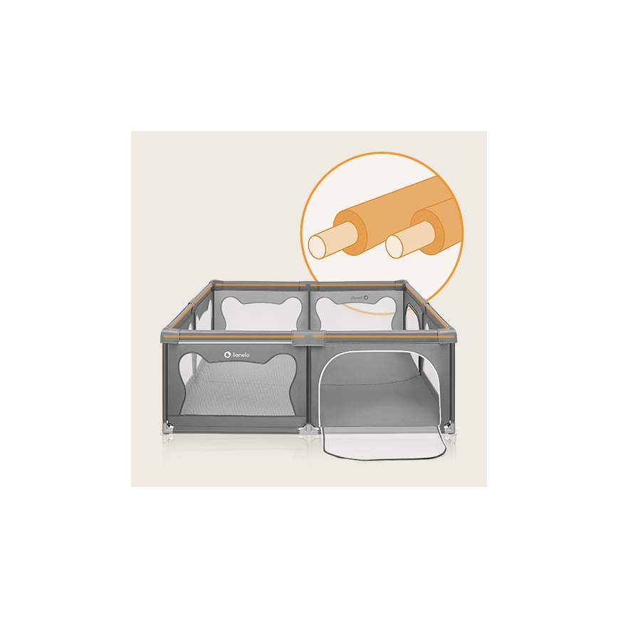 Lionelo - Dečija ogradica WILLOW XL siva