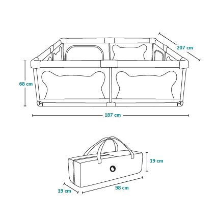 Lionelo - Dečija ogradica WILLOW XL siva