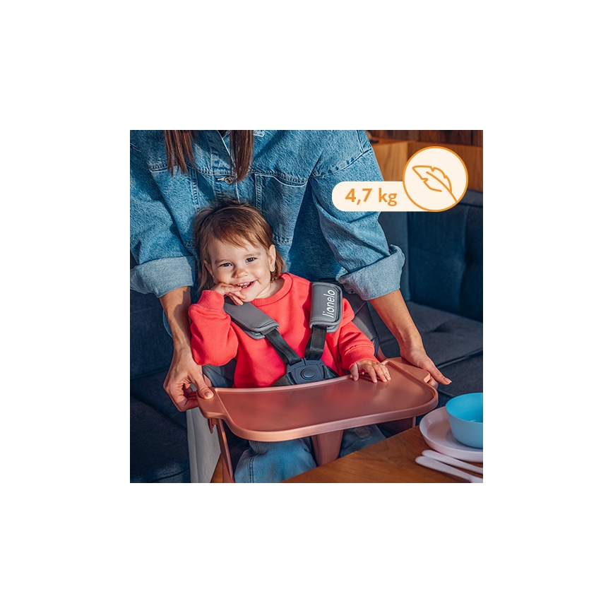 Lionelo - Dečija stolica za hranjenje 2u1 KOEN Pink Rose