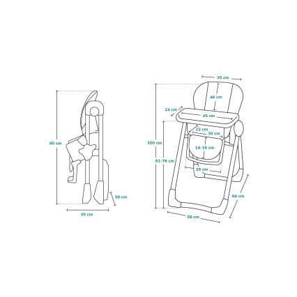 Lionelo - Dečija stolica za hranjenje ZANNA siva