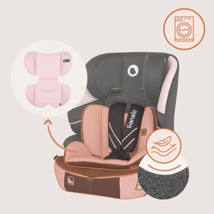 Lionelo - Dečije auto-sedište LEVI FIX i-Size 76-150 cm Pink Baby