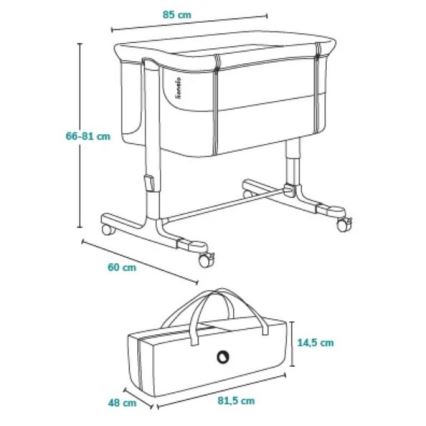 Lionelo - Dečiji krevetac 3u1 AURORA tamno siva