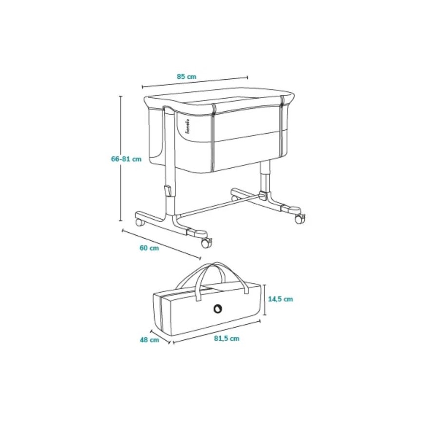 Lionelo - Dečiji krevetac 3u1 AURORA tamno siva