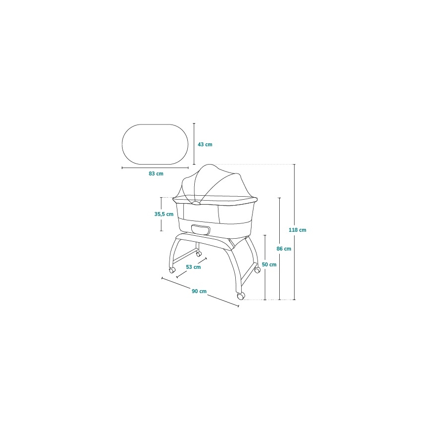 Lionelo - Dečiji krevetac sa vagom CORAL White