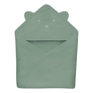 Lionelo - Dečiji mušelinski peškir sa kapuljačom MUSLIN HOODED TOWEL Green Forest