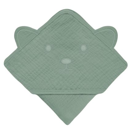 Lionelo - Dečiji mušelinski peškir sa kapuljačom MUSLIN HOODED TOWEL Green Forest