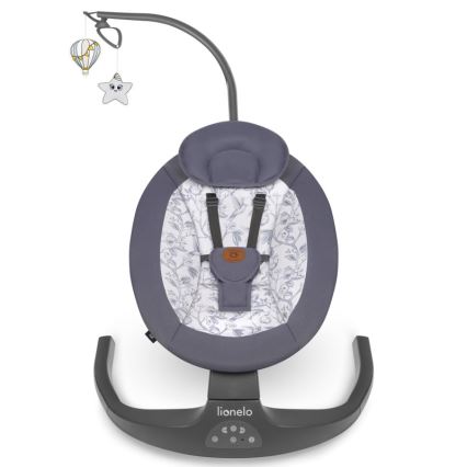 Lionelo - Dečja ljuljačka sa melodijom RALF 4xAA sivo-bela + daljinski upravljač