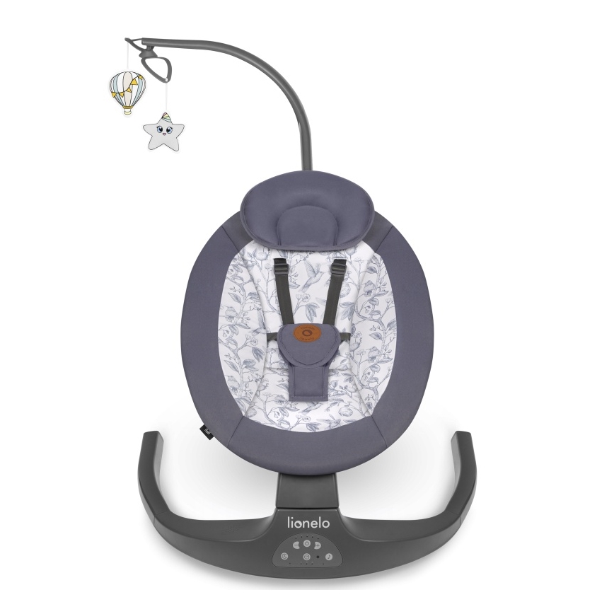 Lionelo - Dečja ljuljačka sa melodijom RALF 4xAA sivo-bela + daljinski upravljač