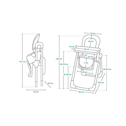 Lionelo - Dečja stolica za hranjenje LINN PLUS bela/siva
