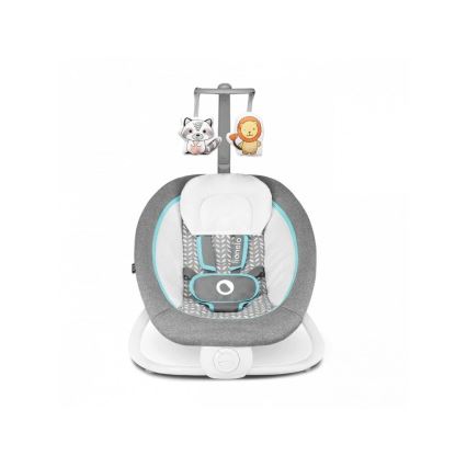 Lionelo - Dečja vibrirajuća ljuljaška sa melodijom PASCAL 2xAA siva/tirkizna