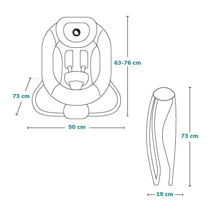 Lionelo - Dečja vibrirajuća ljuljaška sa melodijom PASCAL 2xAA siva/tirkizna