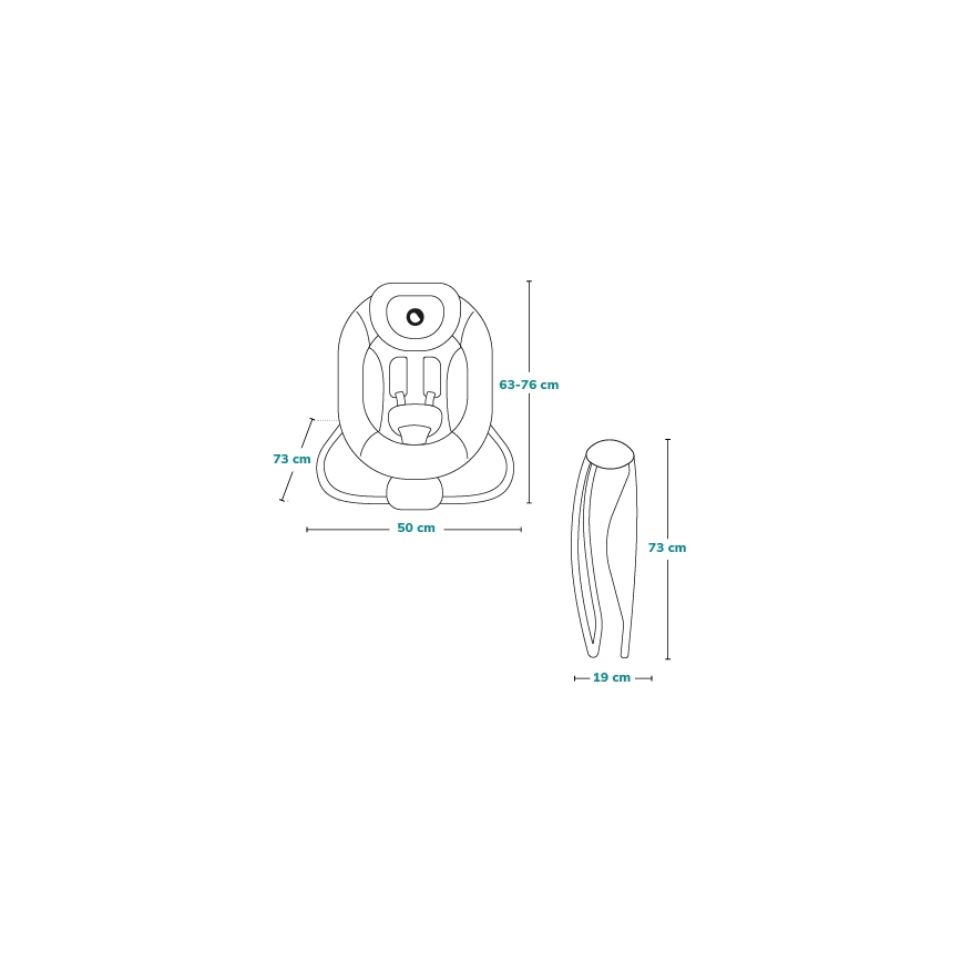 Lionelo - Dečja vibrirajuća ljuljaška sa melodijom PASCAL 2xAA siva/tirkizna