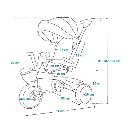 Lionelo - Dečji tricikl HAARI roze/siva