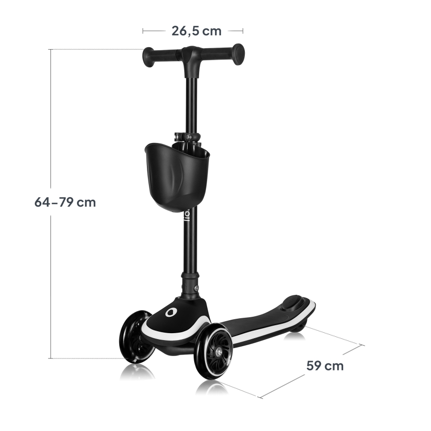 Lionelo - Dečji trotinet MEY 3xAAA Crni oniks