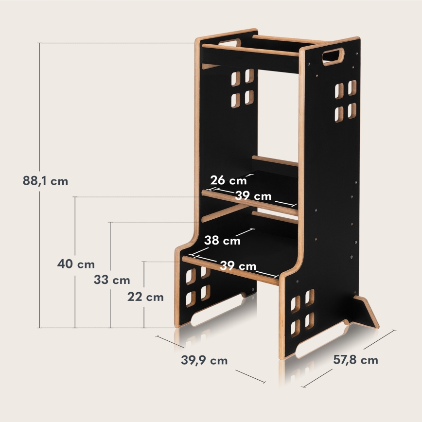 Lionelo - Kula za učenje CASS Crni oniks