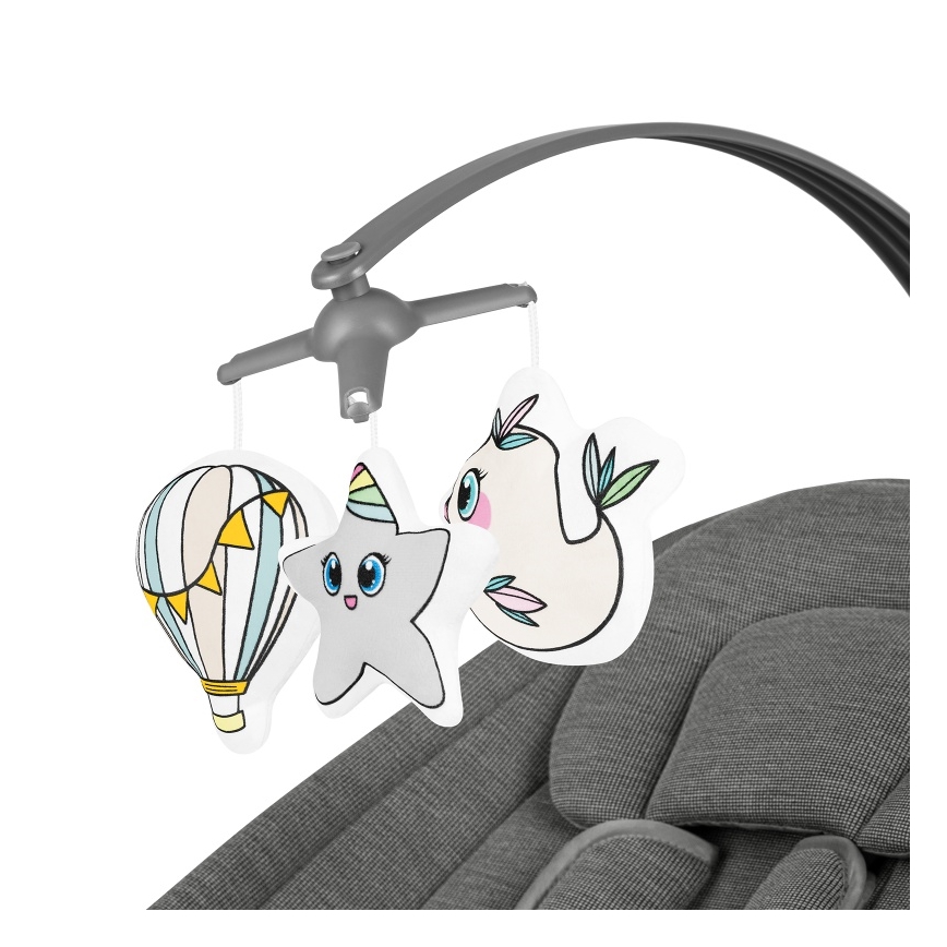 Lionelo - Ljuljaška za bebe sa melodijom BLOSSOM Grey Concrete + daljinsko upravljanje