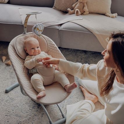 Lionelo - Ljuljaška za bebe sa melodijom RIO 4xC Bež Latte + daljinski upravljač