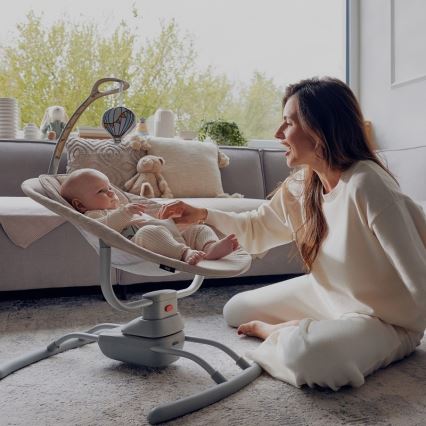 Lionelo - Ljuljaška za bebe sa melodijom RIO 4xC Bež Latte + daljinski upravljač