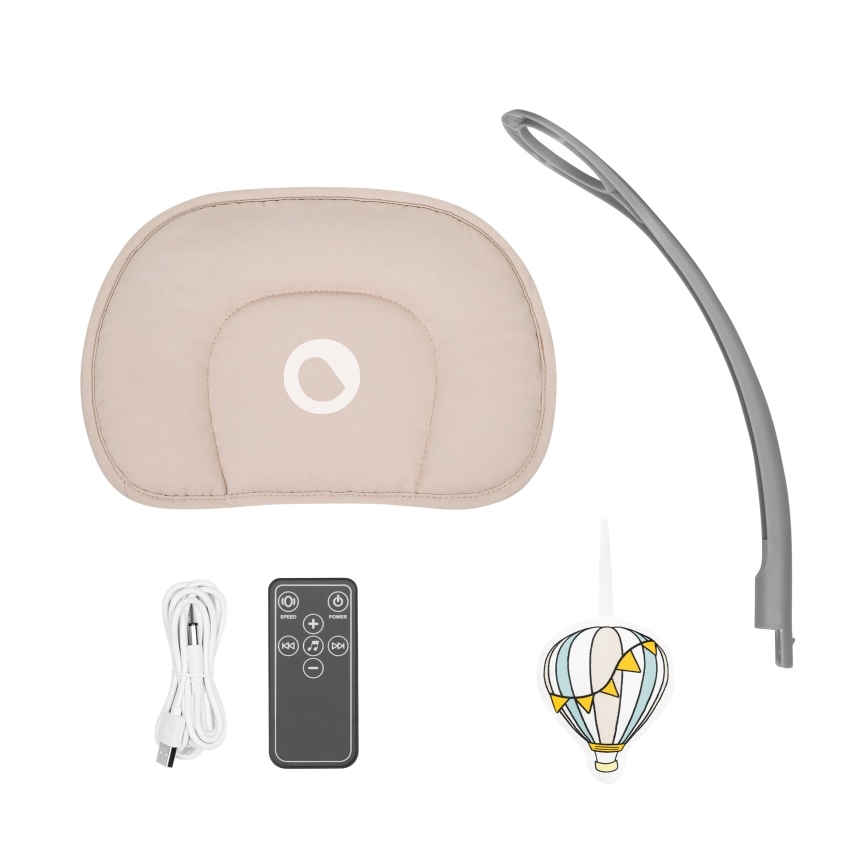 Lionelo - Ljuljaška za bebe sa melodijom RIO 4xC Bež Latte + daljinski upravljač