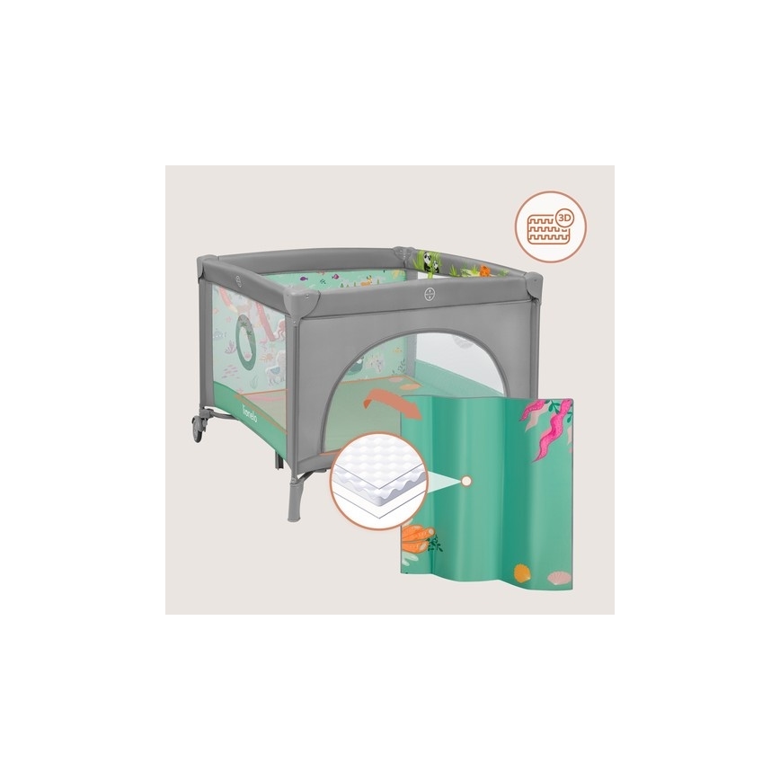 Lionelo - Ograda za igru MILLE PLUS sivo-zelena