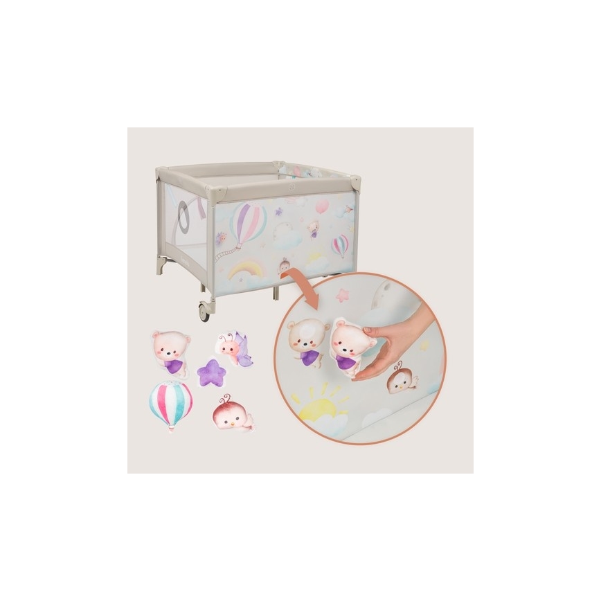 Lionelo - Ogradica za igru MILLE PLUS sivo-bež