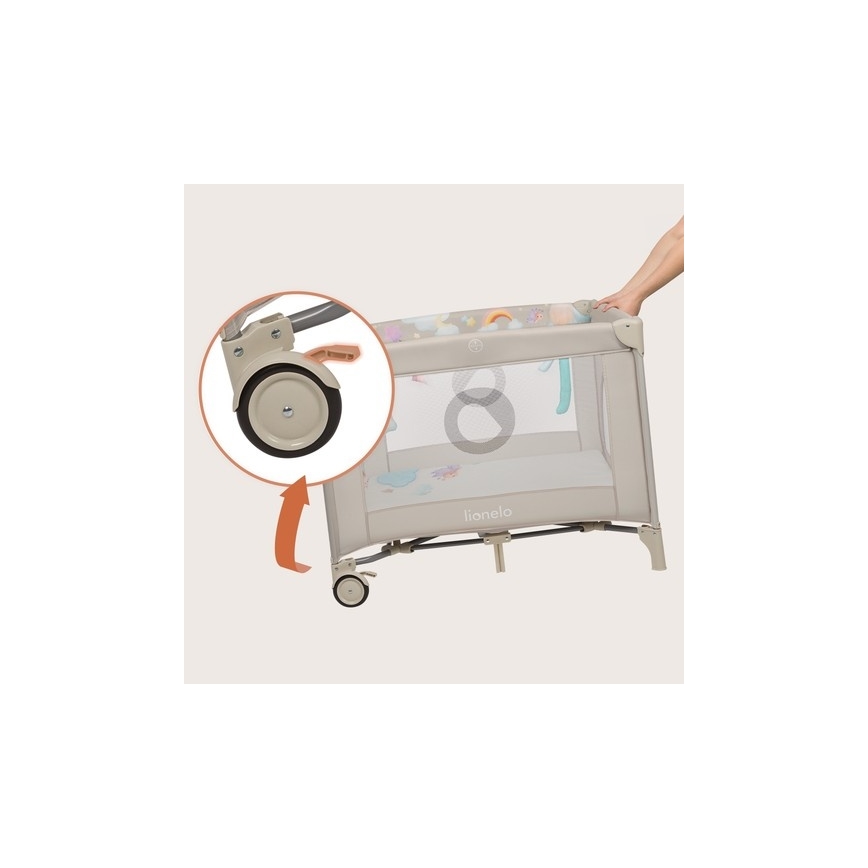 Lionelo - Ogradica za igru MILLE PLUS sivo-bež