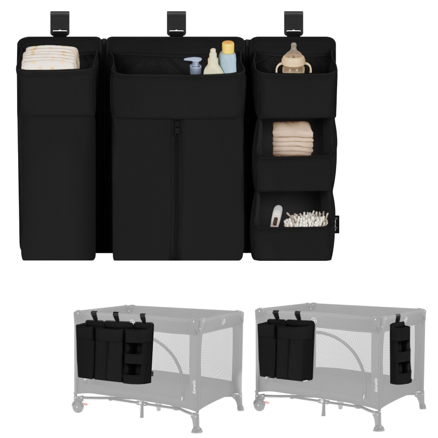 Lionelo - Organizer za krevetac 3u1 SIDEPOCKET Crna