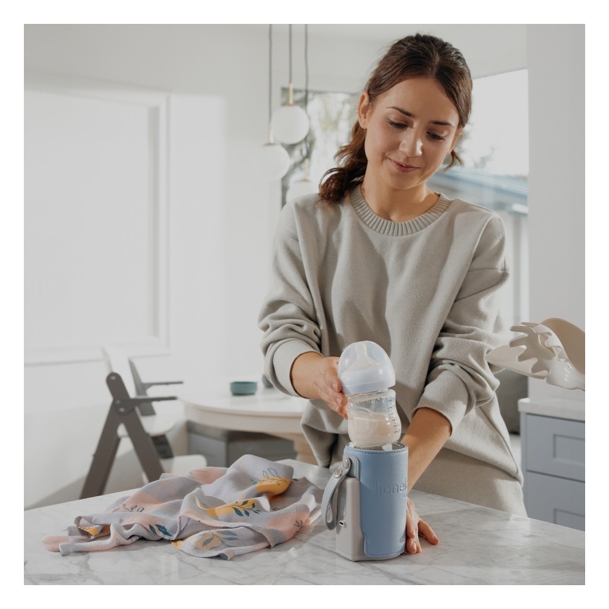 Lionelo - Punivi grejač bočica THERMUP GO PLUS 10W/5V plava/siva