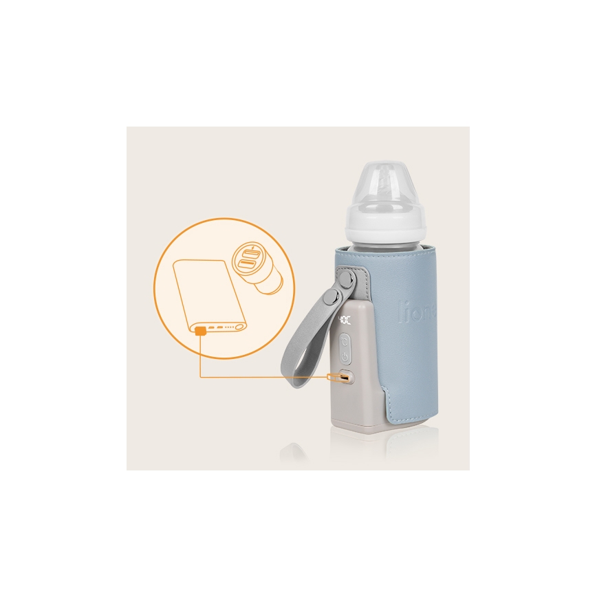 Lionelo - Punivi grejač bočica THERMUP GO PLUS 10W/5V plava/siva