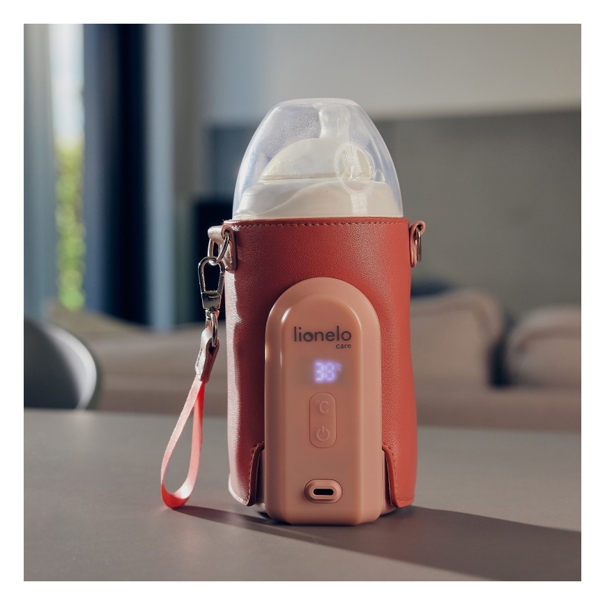 Lionelo - Punjivi grejač bočica THERMUP GO EVO 18W/5V ružičasta