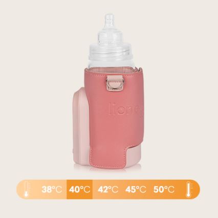 Lionelo - Punjivi grejač bočica THERMUP GO EVO 18W/5V ružičasta