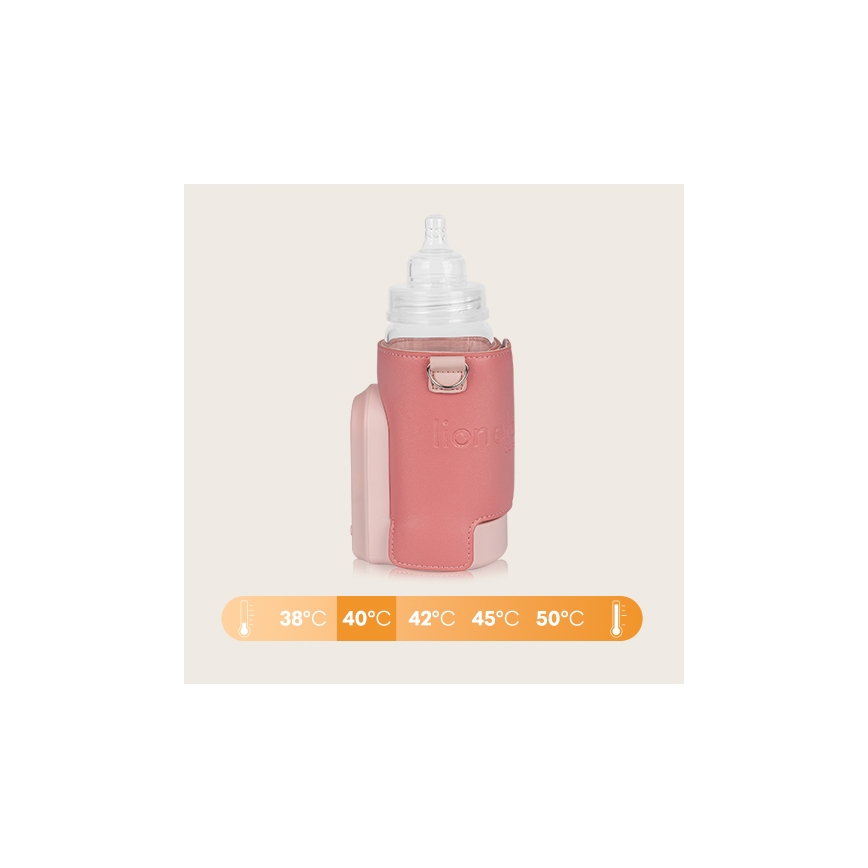Lionelo - Punjivi grejač bočica THERMUP GO EVO 18W/5V ružičasta