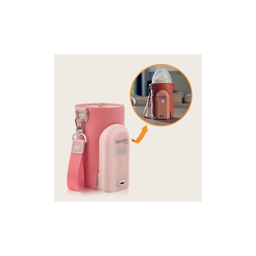 Lionelo - Punjivi grejač bočica THERMUP GO EVO 18W/5V ružičasta