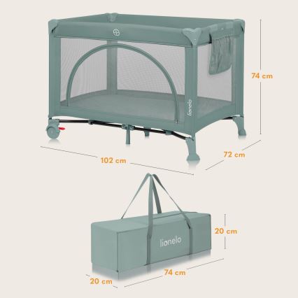 Lionelo - putni krevetac LAURA, boja žalfije