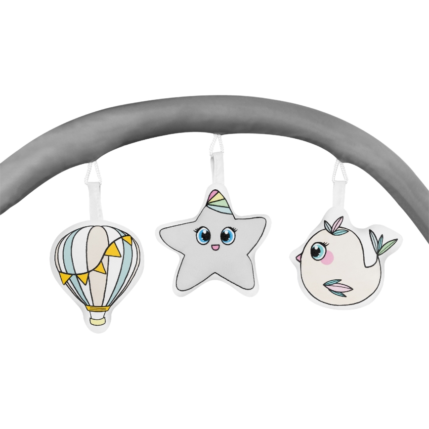 Lionelo - Putni krevetić FLOWER Sivi Skandi