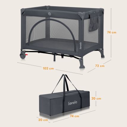 Lionelo - Putni krevetić LAURA Sivi Beton